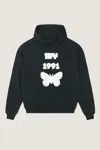 Mysimplicated Women's Black / White Cotton Hoodie In Black With Ninety-one Design W In Black/white