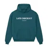 Mysimplicated Cotton Hoodie In Green With Late Checkout Design In Green