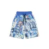 Mysimplicated Men's Bermuda Shorts In Blue With Graffiti Design - Recycled Fabric In Blue