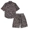 Mysimplicated Men's Black / Brown Short Sleeve Shirt And Bermuda Set In Numbers Design - Recycled Fabric In Black/brown