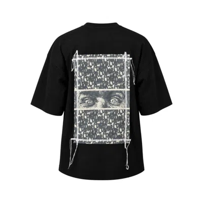 Mysimplicated Men's Black / Grey Oversized Black T-shirt With Pop Cola Eyes Design In Black/grey