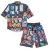 Mysimplicated Men's Black Short Sleeve Shirt And Bermuda Set With Stickers Design - Recycled Fabric In Black