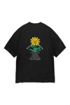 Mysimplicated Men's Black / Yellow / Orange Oversized Black T-shirt With Flower Print In Black/yellow/orange