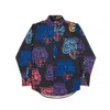 Mysimplicated Men's Blue / Grey / Pink Long Sleeve Shirt In Dark Grey With Tigers Design - Recycled Fabric In Blue/grey/pink