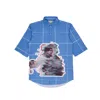 Mysimplicated Women's White / Blue / Grey Short Sleeve Shirt In Blue With Astronaut Print - Recycled Fabric W In Blue/white/grey