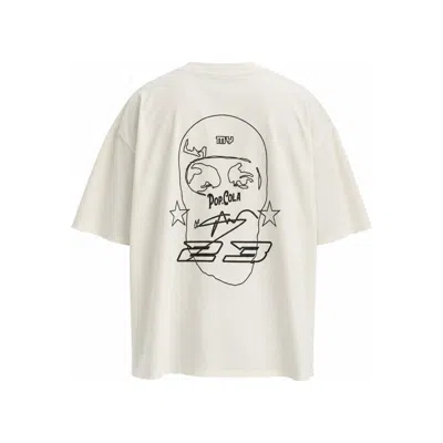 Mysimplicated Men's Neutrals / Black Oversized Ivory T-shirt With Pop Cola Signature Design