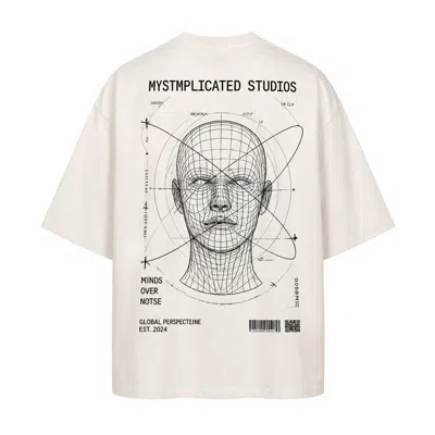 Mysimplicated Men's Neutrals / Black Signal Over Noise Oversized Off-white Tee