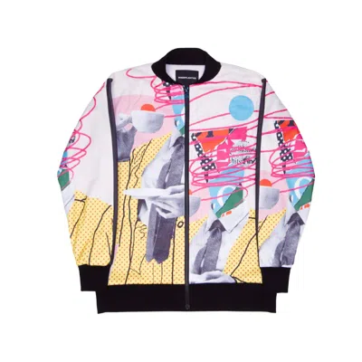 Mysimplicated Men's Yellow / Orange / Pink Bomber Jacket With Abstract Design In Yellow/orange/pink