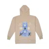 Mysimplicated Neutrals / Blue Cotton Hoodie In Beige With Blue Face Design In Blue