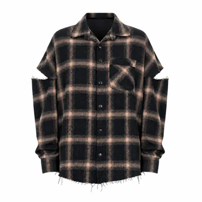 Mysimplicated Women's Black / Brown Fragmented Sleeves Shirt In Black In Black/brown