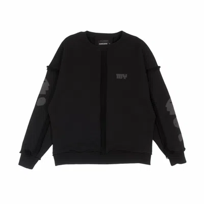 Mysimplicated Women's Black / Grey Oversized Black Cotton Obsidian Phantom Crewneck W In Black/grey
