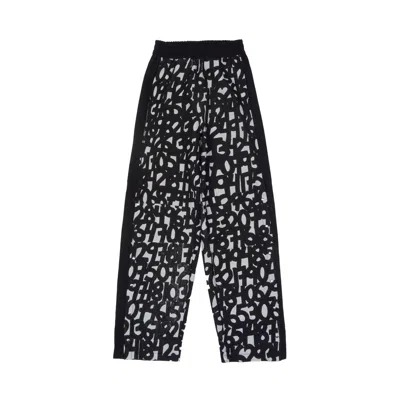 Mysimplicated Women's Black / White Pants With Lateral Snap Buttons In Numbers Design - Recycled Fabric W In Black/white