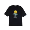 Mysimplicated Women's Black / Yellow / Orange Oversized Black T-shirt With Flower Design W In Black/yellow/orange
