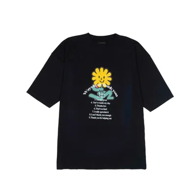 Mysimplicated Women's Black / Yellow / Orange Oversized Black T-shirt With Flower Design W In Black/yellow/orange