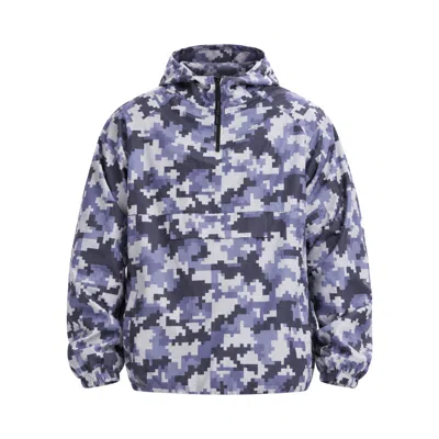 Mysimplicated Women's Blue / Grey Water Repellent Windbreaker Pixel Camo Design W In Blue/grey