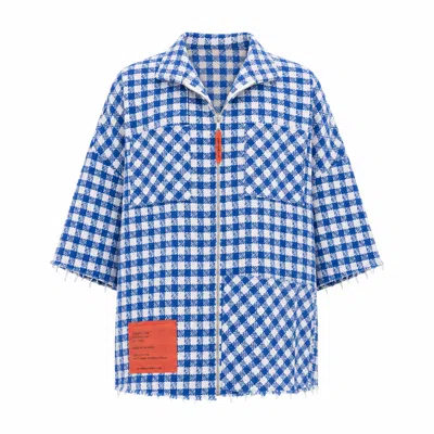Mysimplicated Women's Blue / Orange / White Cote Bleue Short Sleeve Shirt W In Blue/orange/white