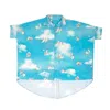 Mysimplicated Women's Blue Oversized Shirt In Turquoise With Clouds Print In Blue