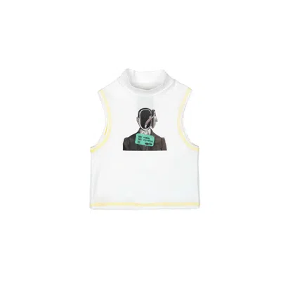 Mysimplicated Women's Green / Black / White White Cotton Top With Universe Quote Logo In Green/black/white