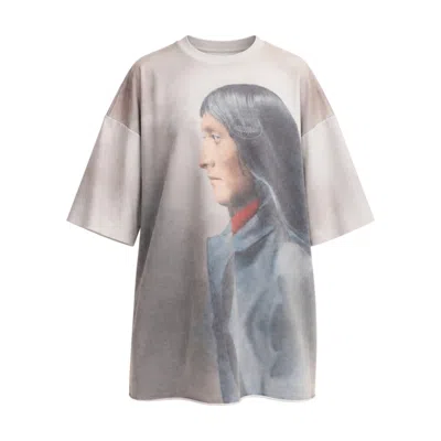Mysimplicated Women's Grey / Neutrals Oversized Beige T-shirt With Full Print Design W