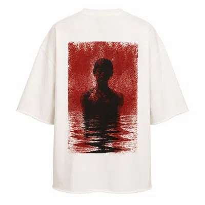 Mysimplicated Women's Neutrals / Red Red Horizon Oversized Off-white Tee W