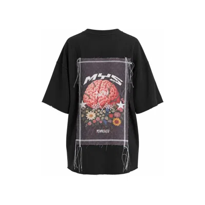 Mysimplicated Women's Oversized Black T-shirt With Pop Cola Floral Cortex Design W
