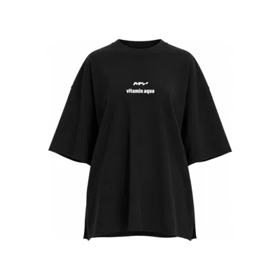 Mysimplicated Women's Oversized Black T-shirt With Vitamin Club Design W