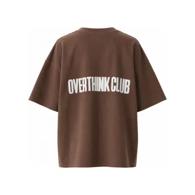 Mysimplicated Women's Oversized Brown T-shirt With Overthink Club Design W