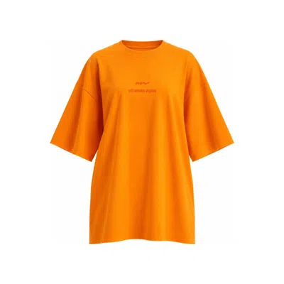 Mysimplicated Women's Oversized Orange T-shirt With Vitamin Club Design W
