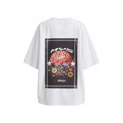 Mysimplicated Women's Oversized White T-shirt With Pop Cola Floral Cortex Design W