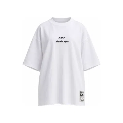Mysimplicated Women's Oversized White T-shirt With Vitamin Club Design W