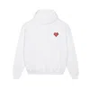 Mysimplicated Women's Red / White Cotton Hoodie In White With Heart Logo W In Red/white