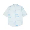 Mysimplicated Men's Short Sleeve Shirt In Blue With Clouds Design - Recycled Fabric In Blue