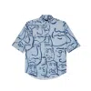 Mysimplicated Women's Short Sleeve Shirt In Blue With Faces Design - Recycled Fabric W In Blue