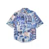 Mysimplicated Women's Short Sleeve Shirt In Blue With Graffiti Design - Recycled Fabric W In Blue