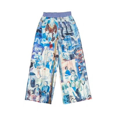 Mysimplicated Women's Training Pants In Blue With Graffiti Pattern - Recycled Fabric W
