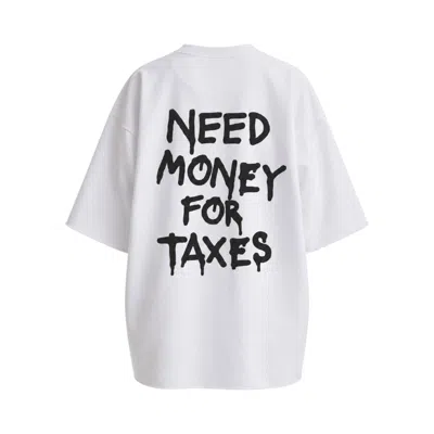 Mysimplicated Women's White / Black Oversized White T-shirt With Taxes Design W In White/black