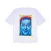 Mysimplicated Women's White / Blue / Red Oversized White T-shirt With Blue Face Design W In White/blue/red