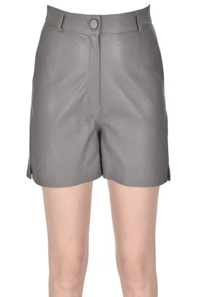 Myskin Leather Shorts In Grey