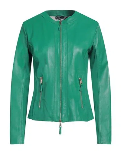 Myskin Woman Jacket Emerald Green Size 8 Leather