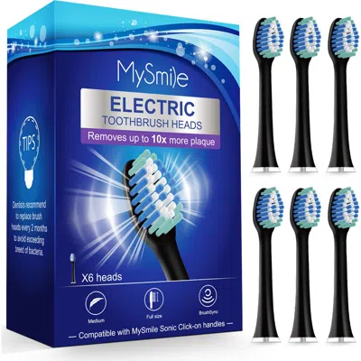 Mysmile Electric Toothbrush Replacement Heads, 6 Packs In Black