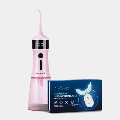Mysmile Everyday Smile Bundle – Lp221 Uvc Water Flosser And Advanced Teeth Whitening Kit - Pink