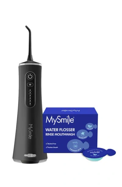 Mysmile Lp211 Water Flosser With 30 Mouthwash Pods Bundle In Black