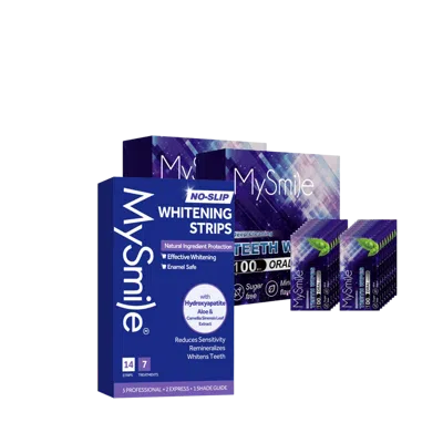Mysmile No-slip Hydroxyapatite-infuse Teeth Whitening Strips - 7 Treatments With 200 Teeth Wipes