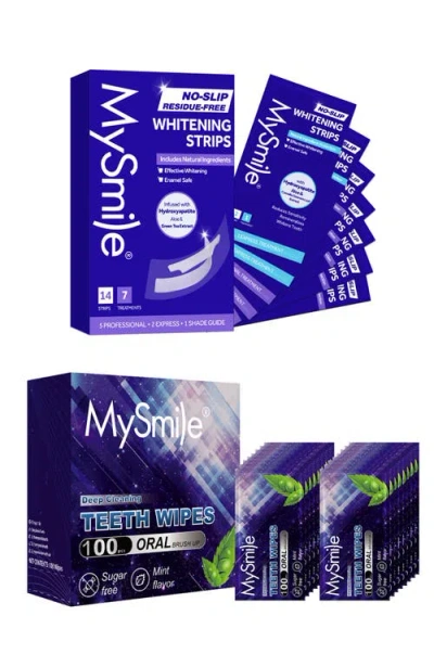 Mysmile Non-slip Hydroxyapatite-infuse Teeth Whitening Strips With Teeth Wipes Double Pack