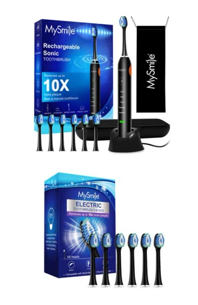 Mysmile Sonic Toothbrush & Replacement Heads Bundle In Black
