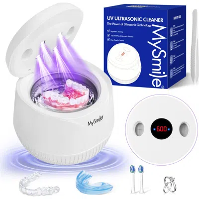Mysmile Ultrasonic Retainer Cleaner Machine, 200 Ml, 45khz With Digital Timer For Denture, Aligner,  In White