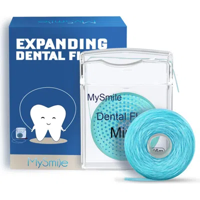 Mysmile Woven Dental Floss With Coconut Oil, Effective Plaque Removal, Mint Flavor In Blue