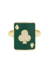 Mysteryjoy 18k Yellow Gold Lucky Harmonie Diamond Ring In Green