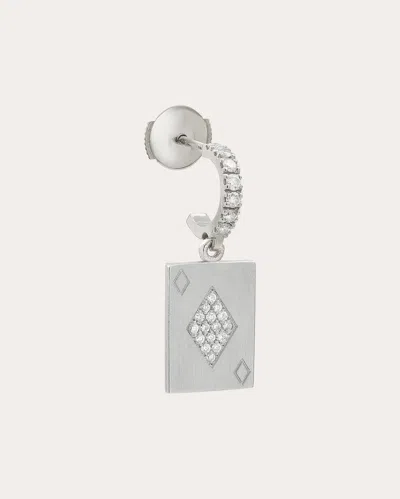 Mysteryjoy Women's 18k White Gold Honneur Charms Mono Earring In Silver