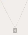 Mysteryjoy Diamond Card Charm Necklace White Gold In Silver